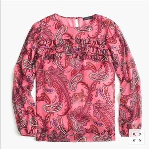 J crew ruffle front chiffon top in paisley sz 10